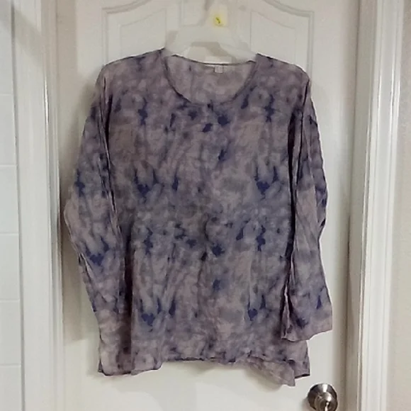 LOGO by Lori Goldstein Purple and Blue Tie-Dye Blouse - Picture 1 of 13